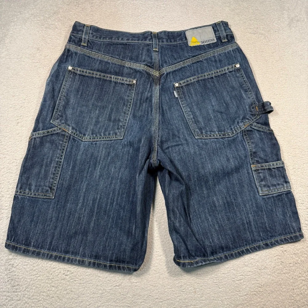 Vintage Y2K Levis SilverTab Carpenter Shorts Mens 33 Blue Baggy Denim Utility